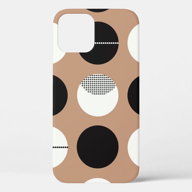 Black, white circles, brown background. Case-Mate iPhone case (Back)