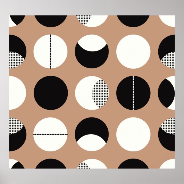 Black, white circles, brown background. poster (Front)