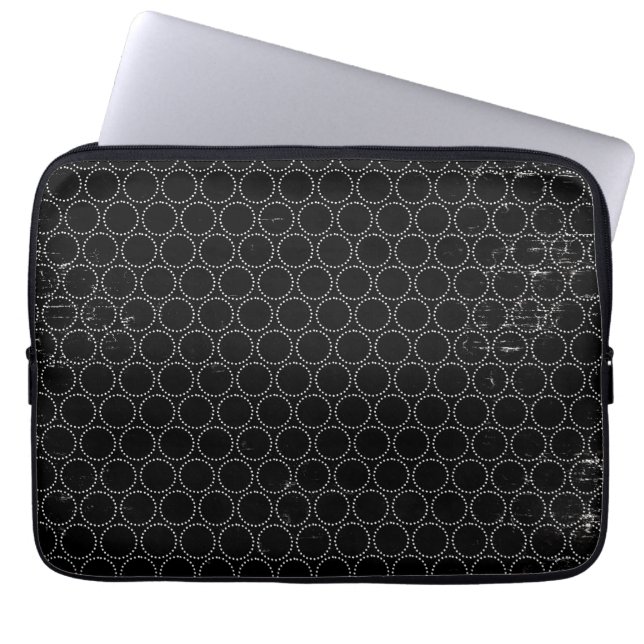 Black White Circles Dots Laptop Computer Sleeve (Front)