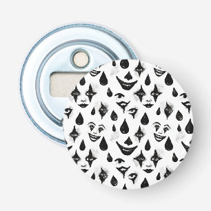 Black White Circus Clown Faces Halloween Fun Bottle Opener