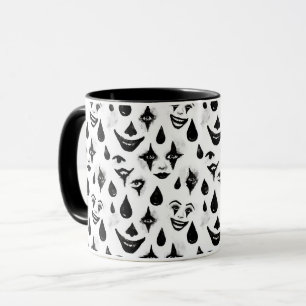 Black White Circus Clown Faces Mug