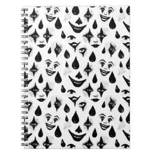 Black White Circus Clown Faces Notebook