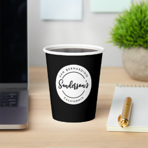 Black White City Town Place Location Name Circle Paper Cups