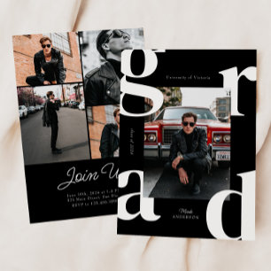 Black & White Class of 2024 Graduation Invitation