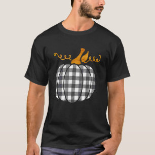 Black White Classic Buffalo Plaid Thanksgiving Pum T-Shirt