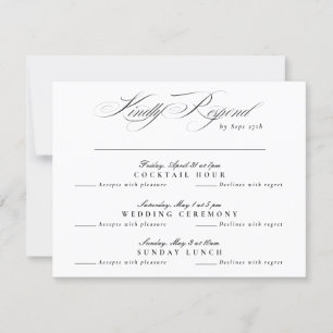 Black White Classic Calligraphy multi-event RSVP Card