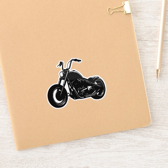 Black White Classic Cruiser Motorcycle Vector Art (Notebook)
