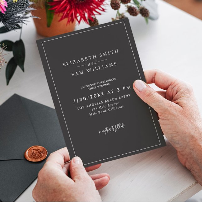 Black White Classic Elegant Simple Wedding Invitation (Creator Uploaded)