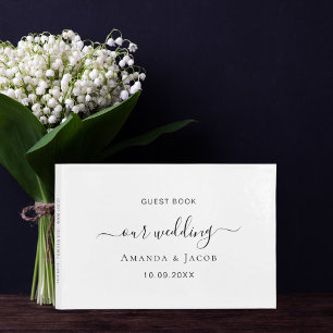 Black white classic elegant wedding guest book