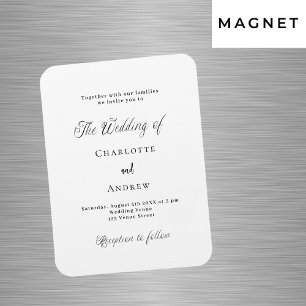 Black white classic formal wedding invitation magnet
