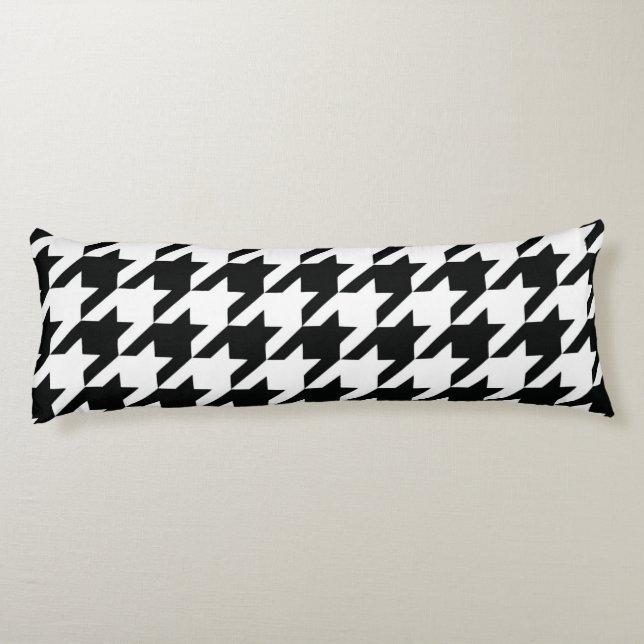 Black White Classic Houndstooth Check Body Cushion (Back)