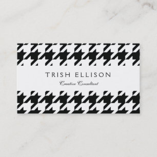 Black White Classic Houndstooth Check Business Card