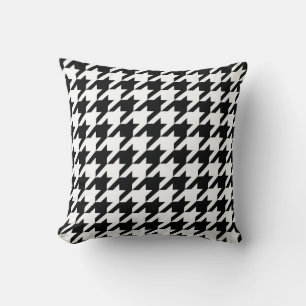 Black White Classic Houndstooth Check Cushion