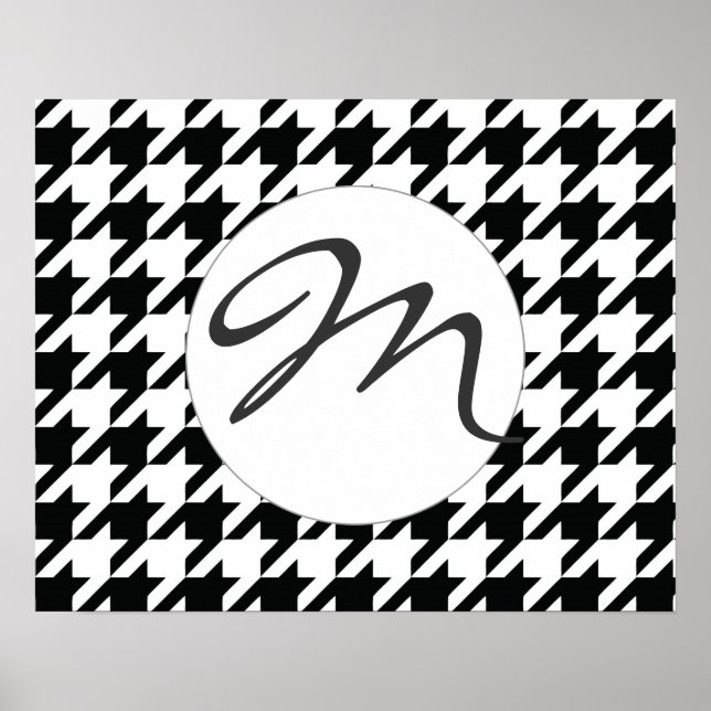 Black White Classic Houndstooth Check Poster (Front)