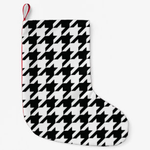 Black White Classic Houndstooth Check Small Christmas Stocking