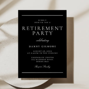Black & White Classic Modern Retirement Party Invitation