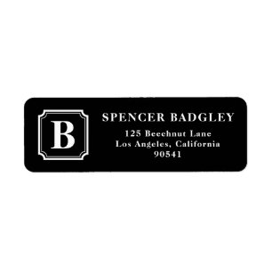 Black & White Classic Monogram Address Labels