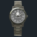 Black & White Classic Monogram Newlyweds Watch<br><div class="desc">Elegant Vintage Monogram Black and White Couple Names Wristwatch – Timeless Personalized Gift Add a touch of classic elegance to your style with this Vintage Monogram Black and White Couple Names Wristwatch. Featuring a sophisticated black and white design, this personalized timepiece is a perfect wedding or anniversary gift for couples....</div>