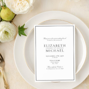 Black & White Classic Script Post Wedding Brunch Invitation