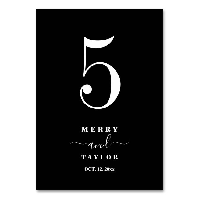 Black & White Classic simple Copper Wedding Table Number (Front)