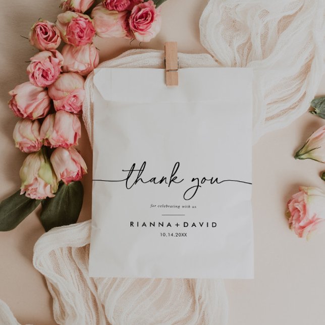 Black White Classic Thank You Wedding Favour Bag (Creator Uploaded)