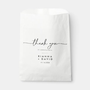 Black White Classic Thank You Wedding Favour Bag
