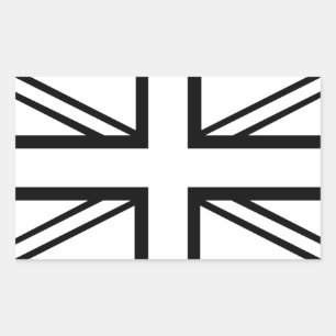 Black & White Classic Union Jack British(UK) Flag Rectangular Sticker
