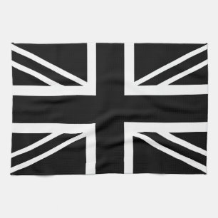 BLack & White Classic Union Jack British(UK) Flag Tea Towel