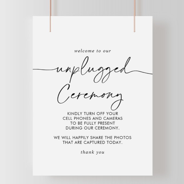 Black White Classic Unplugged Ceremony Sign (Creator Uploaded)