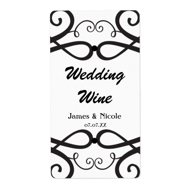 Black & White Classic Vintage Chic Wine (Front)