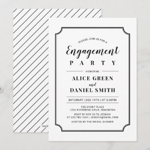 Black & White   Classic Wedding Engagement Party Invitation