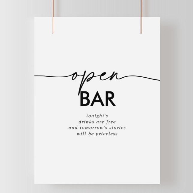 Black White Classic Wedding Open Bar Sign (Creator Uploaded)