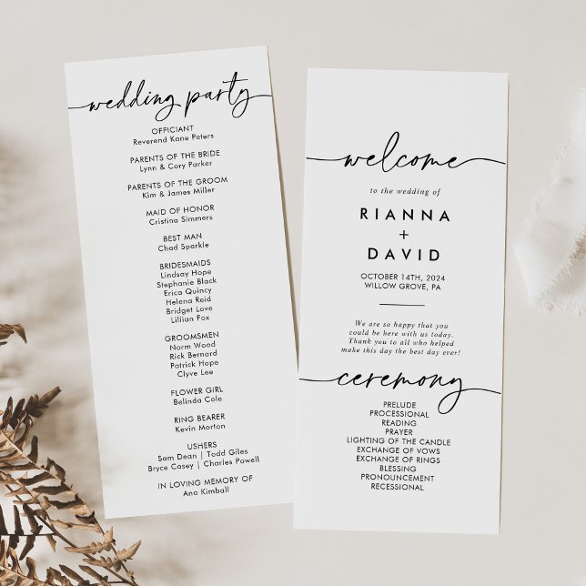 Black White Classic Wedding Program (Creator Uploaded)