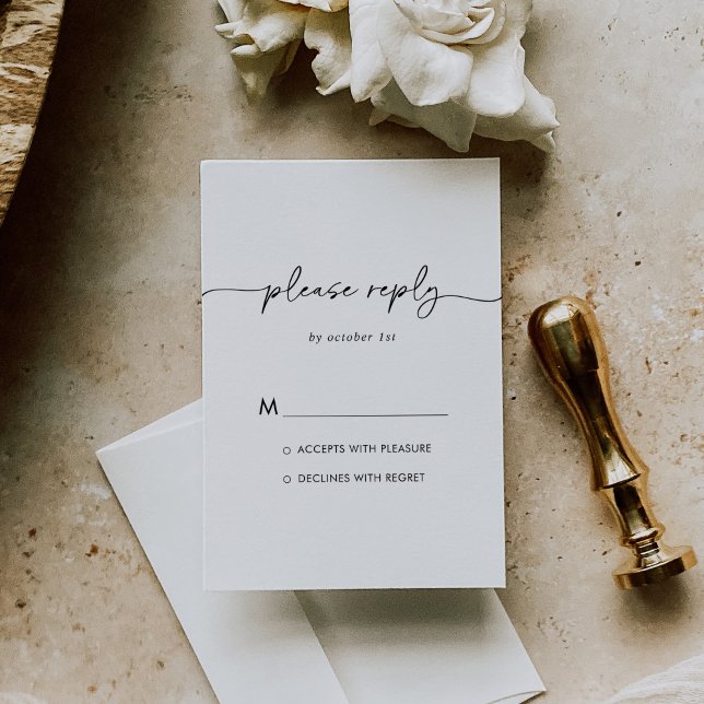 Black White Classic Wedding RSVP Card (Creator Uploaded)