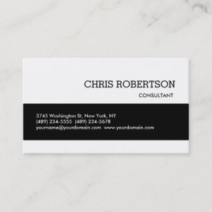 Black White Classical Plain Standard Business Card