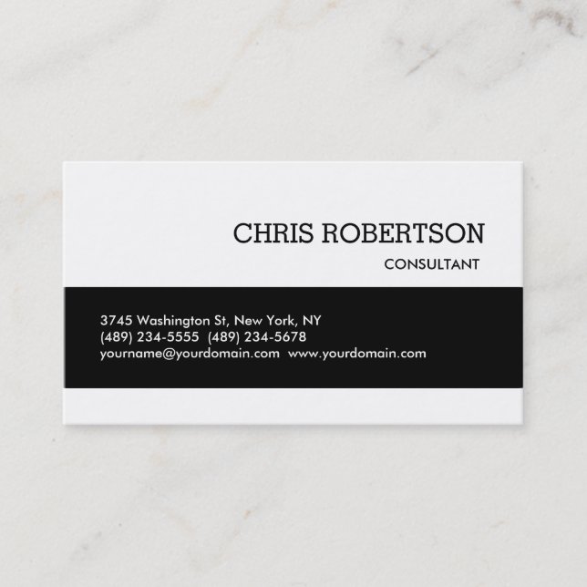 Black White Classical Plain Standard Business Card (Front)