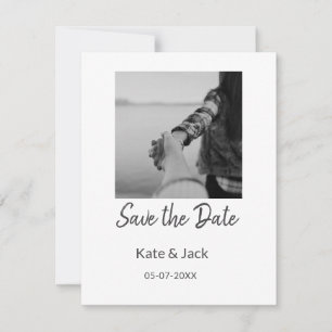 BLACK WHITE CLASSICsave the date add QR name date Card