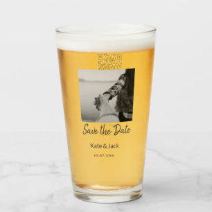 BLACK WHITE CLASSICsave the date add QR name date  Glass
