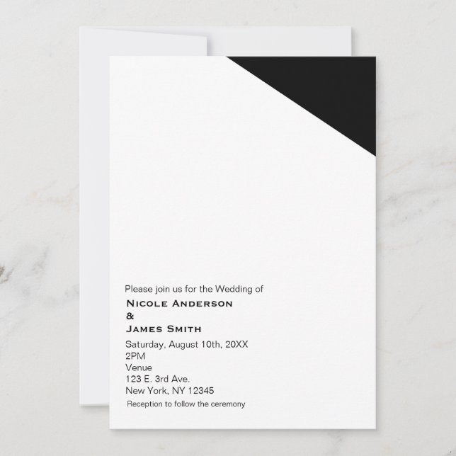 Black & White Classy Triangle Wedding Invitations (Front)
