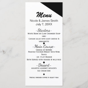 Black & White Classy Triangle Wedding Menu Card