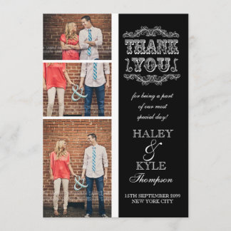 Black & White Classy Wedding Thank You Photo Cards