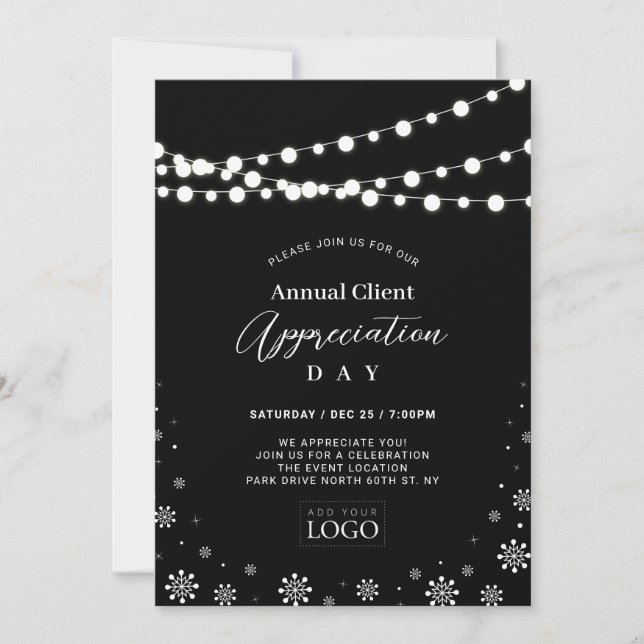 Black & White | Client Appreciation Party Logo Invitation (Front)