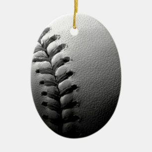 Black & White Close-up Baseball Ceramic Tree Decoration