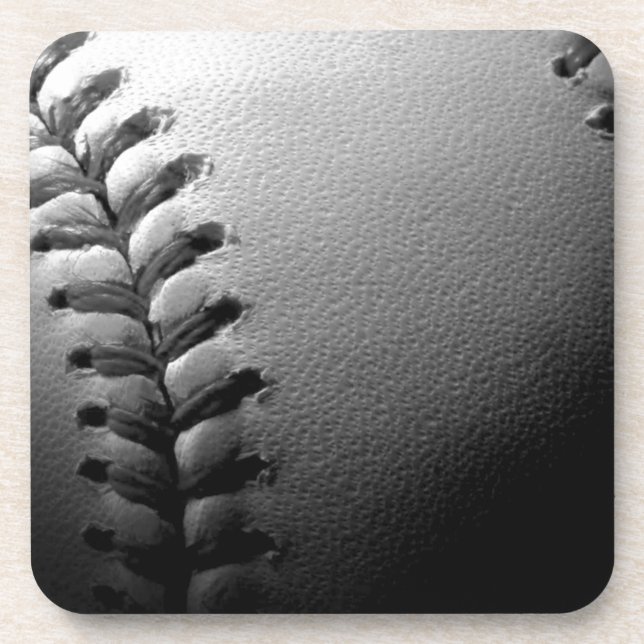 Black & White Close-up Baseball Coaster (Front)