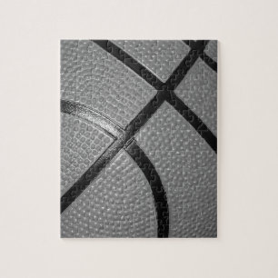 Black & White Close-Up Basketball Jigsaw Puzzle