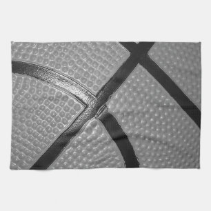 Black & White Close-Up Basketball Tea Towel