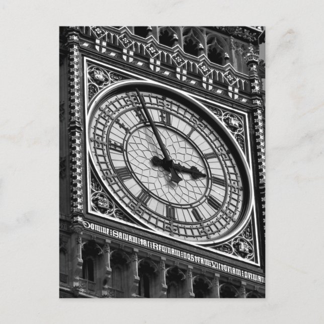 Black White Close up Big Ben Clock Tower Postcard (Front)