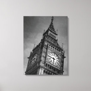 Black & White Close up Big Ben London Travel Canvas Print