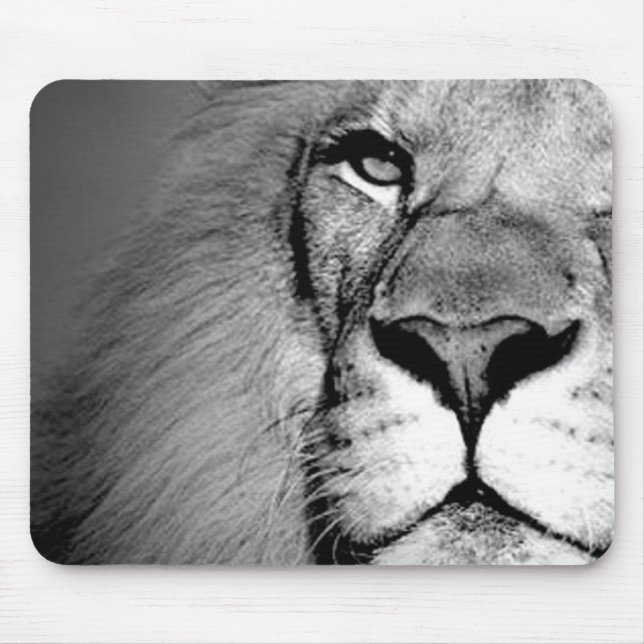 Black White Close-up Lion Eye Mouse Pad (Front)