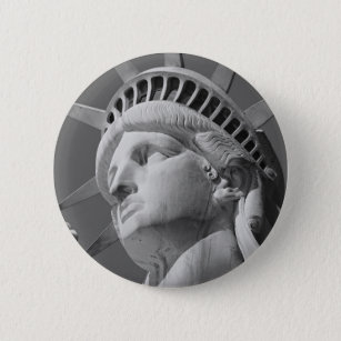 Black & White Close-up Statue of Liberty 6 Cm Round Badge